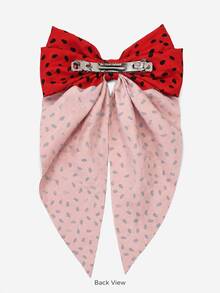 1件可愛紅色西瓜創意印花大蝴蝶結髮夾，女性髮飾，適合夏季日常通勤與校園生活 - 彩色 - 查看 7