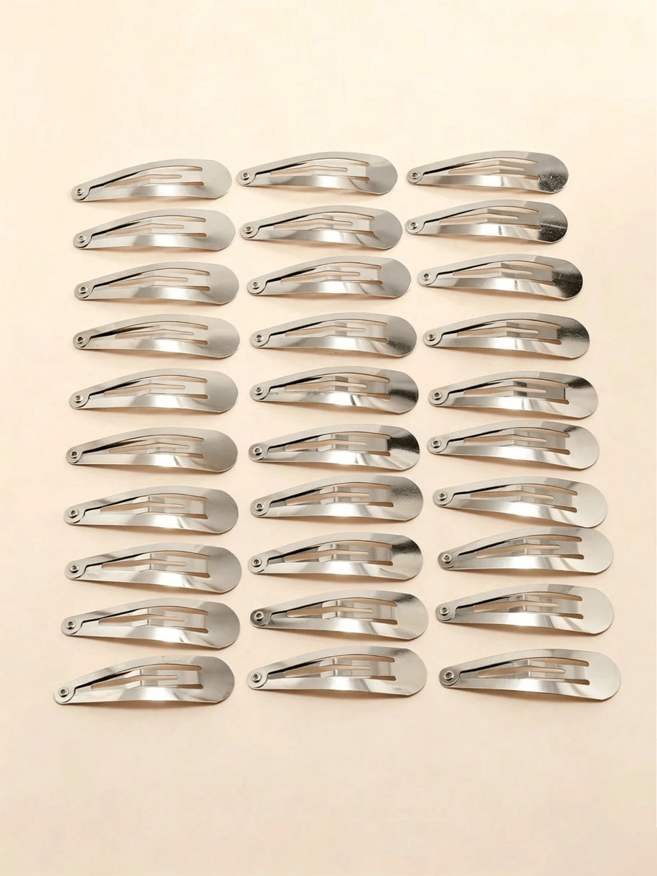 30pcs Minimalist Snap Hair Clips, Women Casual Claw Hair Accessories, Cute Hair Clips, Suitable For School Daily Wear - Silver - View 1