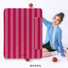 GIIPPA 1 pièce Étui de protection magnétique pour tablette à pliage en Y rayé rose & rouge, coque en cuir PU avec plaque arrière en acrylique dur anti-pliage, sans fente pour stylet, support multi-angle, veille/réveil automatique, usage bureau & quotidien, compatible avec iPad Mini 6/7, Air 2/3/4/5/11/13" (M2/M3 2024-2025), 5/6/7/8/9/10/11e génération, Pro 10.5/11/12.9" (2017-2025), Été, Étui de protection, Étui de protection 11 A16, Housse - Multicolore 10 - Voir 8