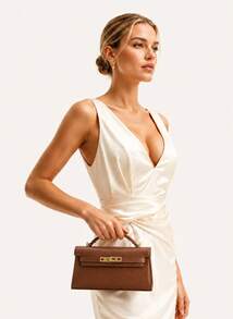 Lightweight Crocodile-Pattern PU Handbag, High-Quality Large Capacity Handbag, Fashionable Women's Handbag With Metal Buckle - 棕色 - 查看 2