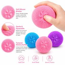 1pc Nieduo Colorful Spiky Stress Ball, Soft Elastic Squeeze Toy, Fun Sensory Relief Toy, Suitable For Kids And Adults, Birthday Party Gift - Multicolor - View 4