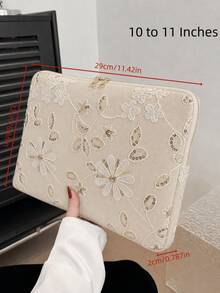 1pc Portable Computer Bag, Embroidered Floral Pattern Multi Size Laptop And Tablet Storage And Organizing Bag, Fashionable Digital Storage Bag, Suitable For Outdoor Use And Travel Essentials - Multicolor - View 14