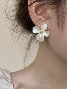 甜美溫柔水鑽花卉琺瑯彩繪耳釘，時尚百搭耳環（10件/5對），適合日常通勤，禮品珠寶套組 - 花朵套裝 - 查看 4
