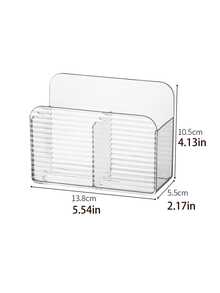 1pc Drill-Free Self-Adhesive Remote Control Holder, Wall-Mounted Multi-Compartment Storage Box, Multi-Functional Space-Saving Organizer, Suitable For TV/Air Conditioner Remote, Phone, Glasses, Cables And Media Player - Multicolor - View 7