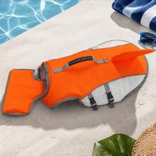 1pc Dog Life Jacket/Swimming Dog Vest/Rescue Handle/Tear-Resistant Material |/Adjustable Belly/Suitable For Beach Play/Boating Use/Excellent Buoyancy/Fits Medium And Large Dogs - Orange - View 8