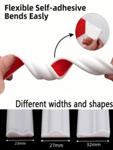 White Flexible Self-Adhesive Wall Decorative Strip, Waterproof PVC Self-Adhesive Trim, Suitable For Doors, Tiles, Cabinets, Mirrors And DIY Home Decor Projects, Cabinet Detail Decorative Edge Strip - Multi-color - View 4