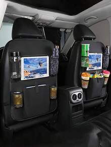 Car Seat Back Storage Bag Set, Car Seat Organizer, Multi-Functional Tissue Box, Rear Seat Storage Box - Thickened Compartment Design, Anti-Kick And Easy To Clean; Suitable For Road Trips And Daily Commute, Can Store Miscellaneous Items, Books And Snacks; Compatible With Various Sedan And SUV Models - Backrest Style - View 7