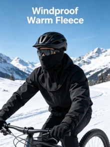 1/2pcs Unisex Black Fleece Balaclava Winter Windproof Full Face Mask Neck Warmer For Skiing Cycling Outdoor Sports - Multicolor - View 6