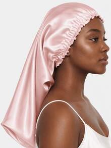 YPGVUO 1PC Extra Long Satin Hair Bonnet, Elastic Ruched Edge Sleep Cap, Anti‑Frizz Night Hair Care Hat For Super Long Braided Hair Home Sleeping - Solid Color - View 15