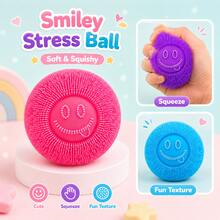 Children's Soft Spiky Smiling Face Sensory Ball, Multi-Color Toy, Soft Squeezable Texture, 3 Colors Available, Suitable For Parent-Child Interaction, Birthday Gifts And Party Favors - Multicolor - View 2