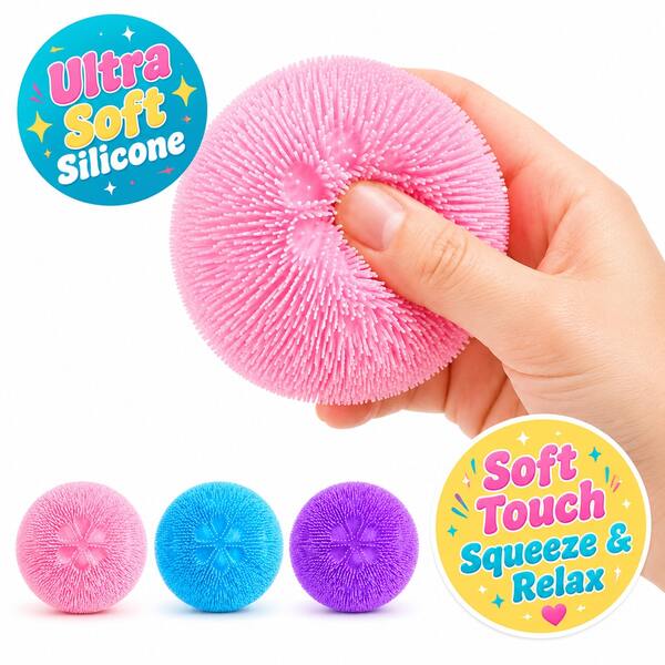 1pc Fuzzy Touch Stress Relief Squeeze Ball, Children's Sensory Training Soft Rubber Toy, Press And Bounce Back Stress Ball, Parent-Child Game Small Gift