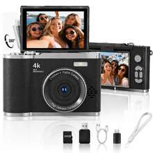 Digital Camera,Autofocus 4K Vlogging Camera For  With SD Card,64MP Portable Compact Point And Shoot Digital Camera For Teens Adult Beginner With 16X Zoom,Anti-Shake,2 Batteries (White) - View 11