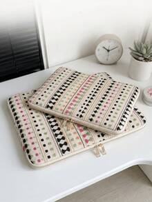1pc Portable Laptop Bag, Multi-Size Laptop And Tablet Organizer, Polka Dot & Stripe Pattern, Fashionable Digital Storage Bag, Suitable For Outdoor Use And Travel Essentials - Multicolor - View 7
