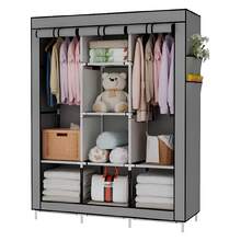 Foldable Wardrobe Closet For Organizing Clothes With Zipper - 125x45x165 灰色 - 查看 3
