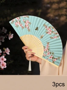 1/3/5件装复古手工竹制流苏折扇 - 女士优雅礼物、婚礼回礼、传统中式服饰配饰 - 多色 - 查看 12