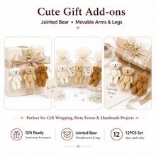 12PCS Mini Plush Teddy Bear Keychain Charms, 3 Color Mixed Set, Cute Bag Pendant/Keyring Decor, Valentine Gift & Party Favor - 12 Pcs - View 2