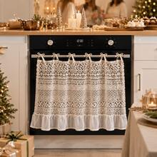 1pc Vintage Hollow Lace Semi-Transparent Decorative Curtain, Stove Oven Cabinet Cover, Minimalist Cream Style Kitchen Home Decor (Size 76*54cm) - Beige - View 4