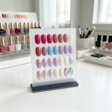 1pc Transparent Artificial Nails Nail Art Style Display Board With Base, Desktop Nail Art Sample Display Rack, Nail Salon Product Photography Prop Background Board, Minimalist Color Card Nail Art Display Rack - Multicolor - View 7
