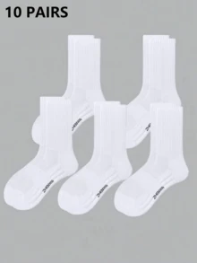 30/20 Pairs Men's Socks Black & White Minimalist Solid Color Socks American Towel Bottom Thin Breathable Sweat-Absorbing Daily Wear Running Sports Mid-Calf Socks Couple Style 1/5/10 Pairs - Multicolor - View 6