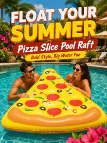 1pc Large Pizza Slice Inflatable Pool Float, Summer Beach Swimming Leisure Floating Raft, Suitable For Pool Parties And Vacations - D - View 6