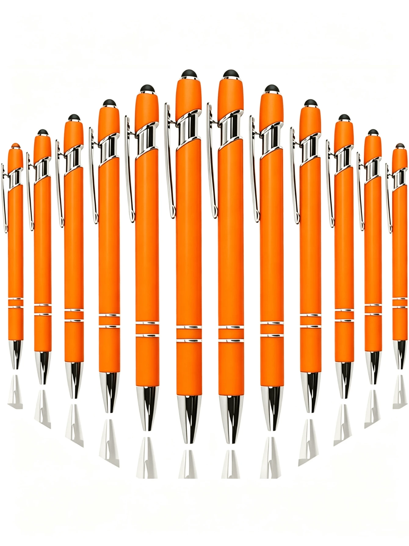 12pcs Retractable Ballpoint Pen Set, Dopamine Orange Large Capacity Neutral Pens, Black Ink, Comfortable Grip, Quick Drying, Smooth Writing, Screen Touch Compatibility (2-In-1 Design), Perfect For Note-Taking And Writing, Ideal Office And School Supplies, Birthday, Christmas, Halloween, Valentine's Day, New Year, Friend Gifts And Easter Gifts - 12 Pcs (Orange) - View 1