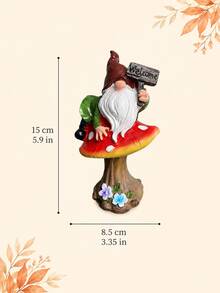 Autumn Garden Gnome Mushroom Decor, Harvest Outdoor Figurine With Welcome Sign, Cute Fairy Garden Statue, Patio Yard Lawn Planter Decoration, Thanksgiving Pumpkin Garden Decor Gift - 1PC - View 10