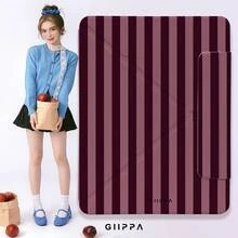 GIIPPA 1件 紅棕條紋 Y 型折疊磁吸平板保護殼，PU 皮革外層搭配硬質壓克力防彎背板，無筆槽，多角度支撐，自動休眠/喚醒，適用辦公與日常使用，相容 iPad Mini 6/7、Air 2/3/4/5/11/13" (M2/M3 2024-2025)、5/6/7/8/9/10/11代、Pro 10.5/11/12.9" (2017-2025)，Summer Obal Na 保護殼，11 A16 保護殼，保護套 - 多色4 - 查看 7