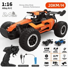 1/16 Scale RC Monster Truck, Max Speed 20km/H, Multi-Terrain Applicable, With LED Lights And Rechargeable Battery, Suitable For Children 3 Years And Above As Christmas Gift, Birthday Gift - Multicolor - View 6