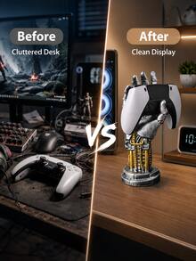 Game Controller Stand Cyberpunk Mechanical Hand Controller Base Robot Controller Holder Headphone Stand Statue Game Desk Decor Sci-Fi Gaming Room Decoration Gaming Accessories Men Gamer Gift Perfect Christmas Or Halloween Gift - Multicolor - View 7