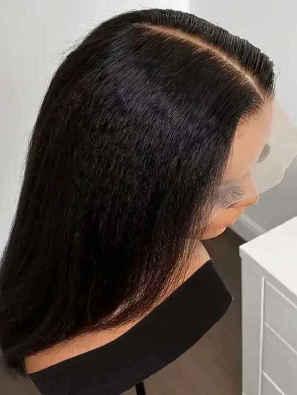 Afro Kinky Straight Lace Front Wigs Human Hair Pre Plucked With Baby Hair 180% Density Yaki Straight Transparent HD Lace Wig 200% Density 8 18 28 Pelucas De Cabello Humano