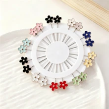 1 Pack/20pcs Flower Shawl Brooches, Daily Wear, Random Shipment - Silver - View 7