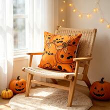 1pc Digital Print Pillow Covers, Cushion Covers, Cute Cartoon Pumpkin Ghosts With Leaves Playful Fun Halloween Home Decor (Excluding Pillow Core) - Multicolor - View 8