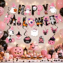 Pink Cute Halloween Bunting Spiral Hanging Decor Ghost Bat Black Cat Pumpkin Children Party Decoration - Multicolor - View 8
