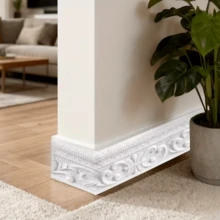 1pc 3.15in X 90.55in Self-Adhesive Thickened Waistline Baseboard, Door Frame Background Wall Border, Edge Sealing Strip - A - View 11