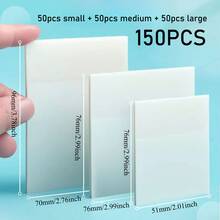 150PCS Memo Sheets, 50PCS Each In 3 Sizes Large Medium Small Blank Translucent PET Memo Sheet, Simple See-Through Self-Sticky Writing Design For Student Office Daily Planner Note Sticker - Clear - View 7