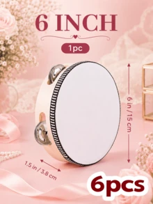 10/8/6件組成人用婚禮手持木製鈴鼓，附金屬鈴片，白色鈴鼓含禮品吊牌，教會婚禮派對伴手禮音樂樂器 - 彩色 - 查看 22