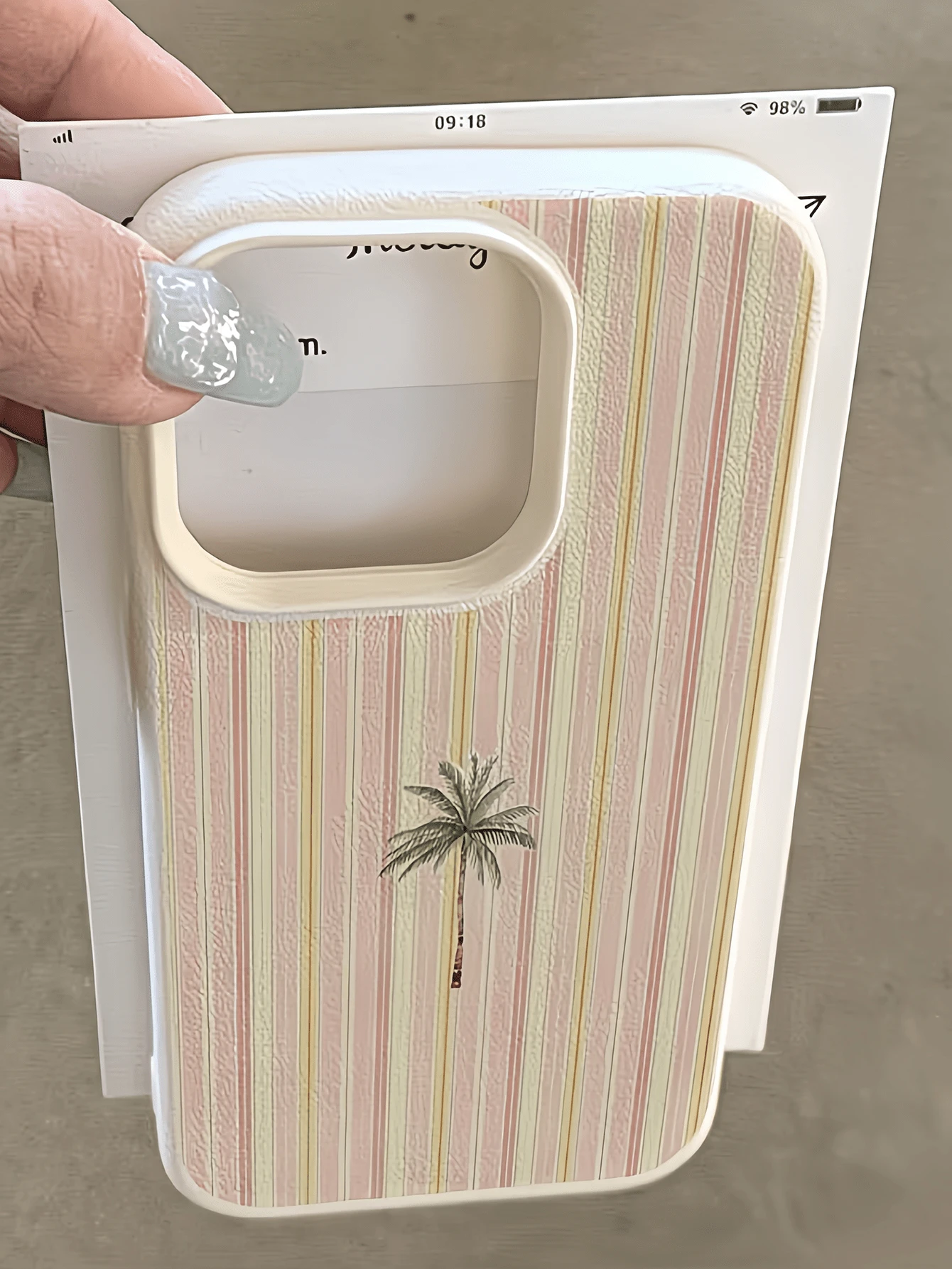 1pc White Fresh Striped Coconut Tree Personalized Minimalist Anti-Drop Soft TPU Fashion Phone Case Full Coverage Anti-Fouling Compatible With Apple 17 16 15 14 13 12 11 Pro Max Air Protective Shell - Multicolor - View 1