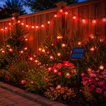 Solar Powered Moroccan Ball String Lights, Red LED Outdoor Garden Yard Decoration, Solar Powered Hanging Ball Fairy Lights, 8 Flashing Modes, Suitable For Balcony Fence Yard Party Holiday Home Decor - Red - View 9