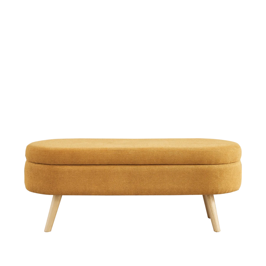 Storage Bench With Storage Space, Beige Color, Ideal For Bedroom Or Hallway - 黃色 - 查看 1