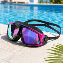 High Definition Seven-Color Swim Goggles, Unisex Swimming Goggles, Colorful Mirror Lens, Wide Field Of View, Comfortable Fit, Adjustable Sports Swim Goggles - Black - View 5