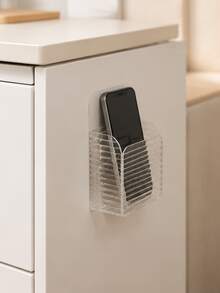1pc Drill-Free Self-Adhesive Remote Control Holder, Wall-Mounted Multi-Compartment Storage Box, Multi-Functional Space-Saving Organizer, Suitable For TV/Air Conditioner Remote, Phone, Glasses, Cables And Media Player - Multicolor - View 3