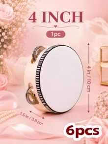 10/8/6件組成人用婚禮手持木製鈴鼓，附金屬鈴片，白色鈴鼓含禮品吊牌，音樂樂器，教堂婚禮派對小禮物 - 白 色 - 查看 20