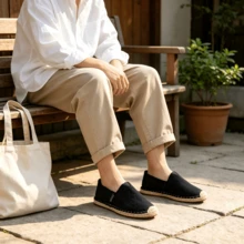 Summer Breathable Straw Woven Casual Shoes Solid Color Basic Fabric Woven Loafers For Outdoor Home Beach - Black - View 5