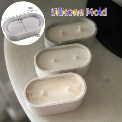 SILIKE LUFEI 1pc Rectangular Flower Pot Mold Oval Small Rectangular Storage Box Succulent Planter Plaster Cement Silicone Mold