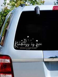 Moon & Stars "Kindness Is Free" Inspirational Car Window Sticker, Waterproof Removable No-Residue Vinyl Rear Windshield Decal, Easy Install Positive Quote Vehicle Exterior DIY Decor - A - View 2