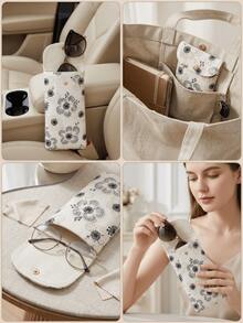 1pc Embroidered Floral Pattern Glasses Case, Fashion Glasses Storage Bag, Convenient For Daily Carrying, Scratch Resistant Glasses Storage Bag, Glasses Accessories Fashion Glasses, Reading Glasses, Myopia Glasses Storage Bag, Multifunctional Storage Bag - Multicolor - View 2