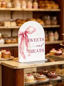 White Acrylic Dessert Bar Sign With Black Letters - Elegant Arch Design, Standing Tabletop Decor, Suitable For Holidays, Parties And Home Use, Holiday Decoration | Fashionable Countertop Sign | Freestanding Sign, Wedding Decor, Party Decor, Tabletop Decor - Multicolor - View 7