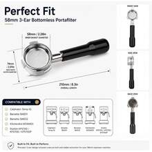 58mm 3-Ear Bottomless Portafilter, Professional Espresso Handle, Compatible With CASABREWS 5700 Series Neutron Pro Ultra 4700Gense, 304 Stainless Steel Material, Includes Filter Basket, 4.9mm Thickness - Multicolor - View 8
