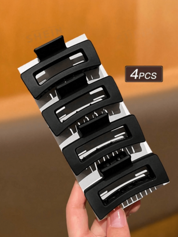 4pcs/Set Women's Fashion Black Classic Hair Clips, Elegant And Stylish, 6.4cm Size, Cute Small Hair Clips, Suitable For Daily Casual Wear, School And Other Occasions, Ideal Hair Accessory For Women, Also A Great Gift. Elegant Hair Clips, Fashionable Hair Accessories, Showcasing Sophisticated Elegant.