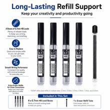Metal Mechanical Pencil Set, 1pc Drafting Pencils With 4 Boxes HB Lead Refills And Eraser, 0.5mm 0.7mm 0.9mm 1.3mm Refillable Automatic Pencil Kit For Writing, Drawing, Sketching, School And Office Supplies - Multicolor - View 5
